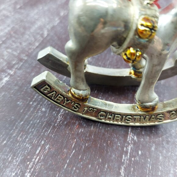 Lenox Babys First Christmas Silver Rocking Horse Ornament 2002 Keepsake - Picture 3 of 16